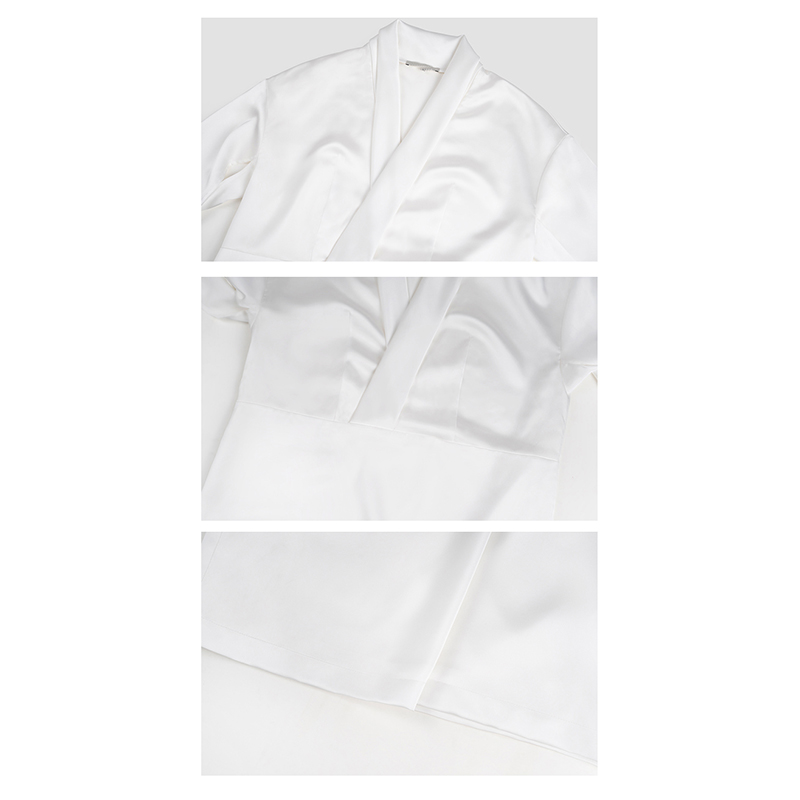Desain gaun tidur V-neck putih wanita mini seksi (1)