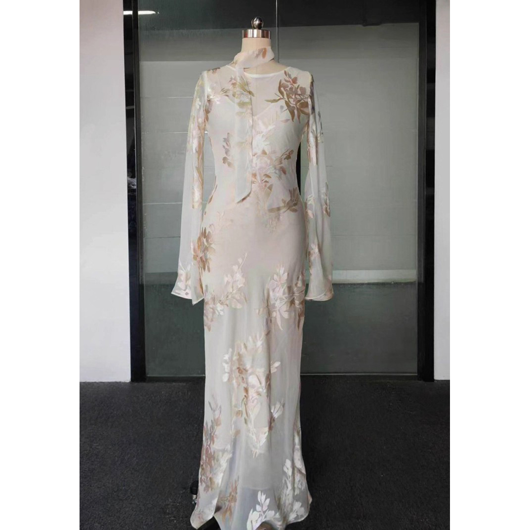 Double-Layer Mulberry Silk Long-Sleeve Dress (2)