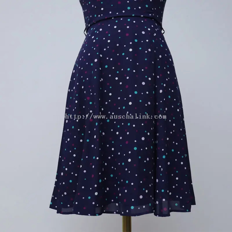 Elegant Navy Polka Dot Sau Txiav Tawm Hnav Hnav (4)