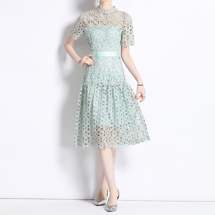 Embroidered Lace Midi Dress Manufacture (3)