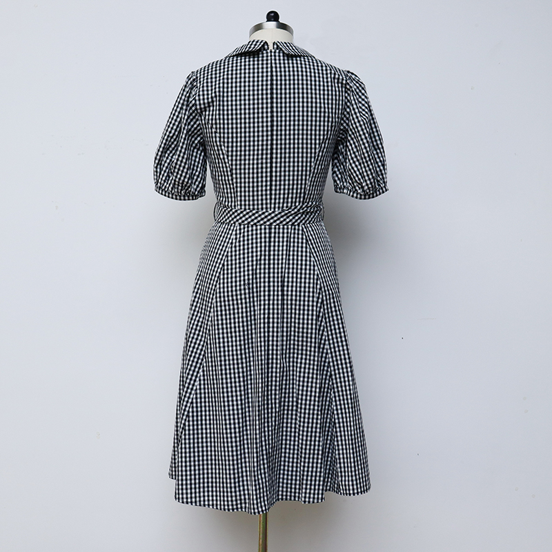 Semuanya Meliputi Daging Longgar Pinggang Slimming Plaid Dress (4)