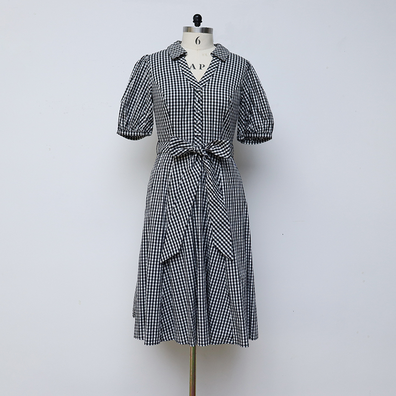 Komai Ya Rufe Nama Sakonnin Kugu Slimming Plaid Dress