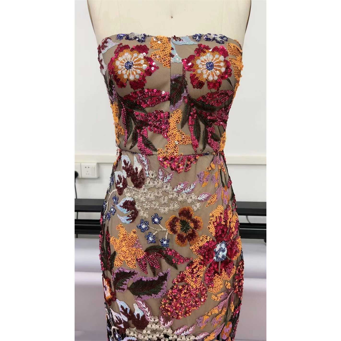 Floral Embroidery Sexy Mesh Party Dresses Manufacture (6)