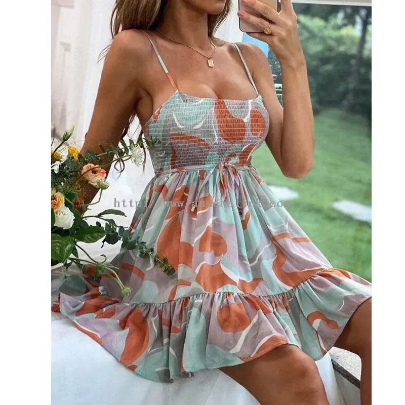 Floral Halter Casual Mini Bohemian Dress (2)