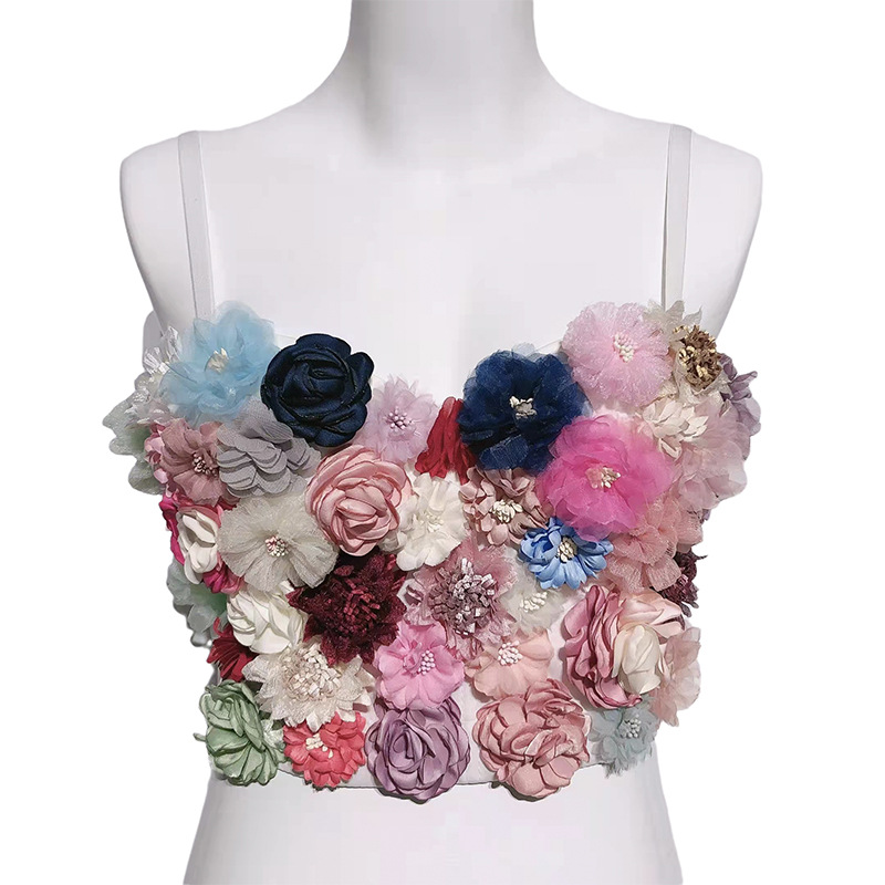 Tops de diseñador de moda en color floral con tirantes (2)
