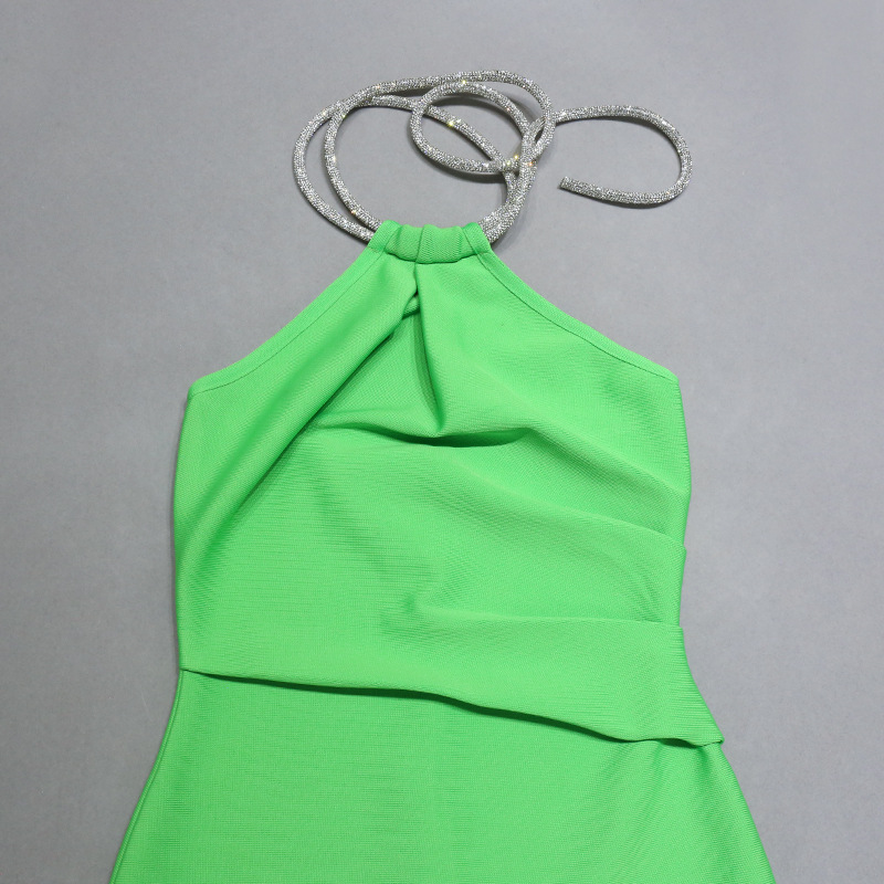 Green Diamond Hoop Neck Party Mini Dress (2)