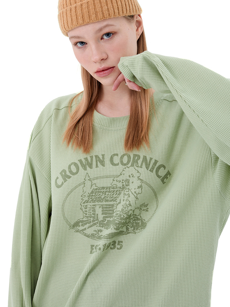 Zeleni pulover s okruglim izrezom, labavi džemper, ležerni vrhovi (2)