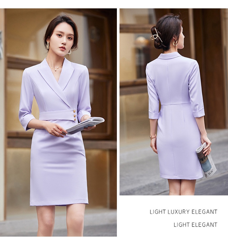 Gray Elegant Work Career Dress Custom (5)