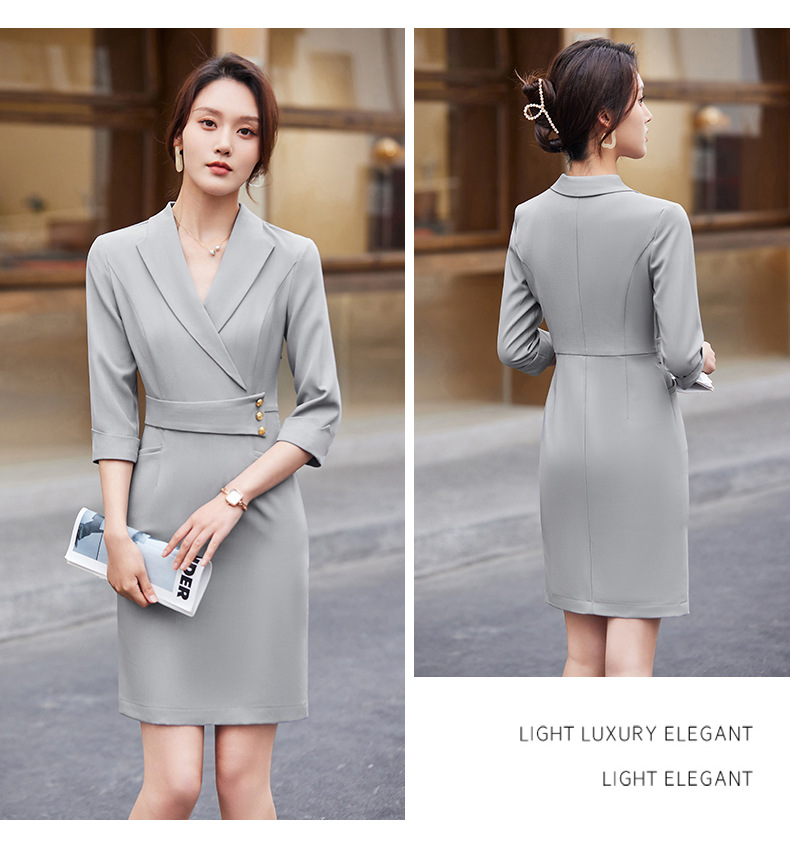 Grey Elegant Work Career Dress Custom (7)