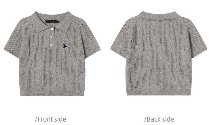 Polo T-shirt e Grey Knitted Embroidered (1)