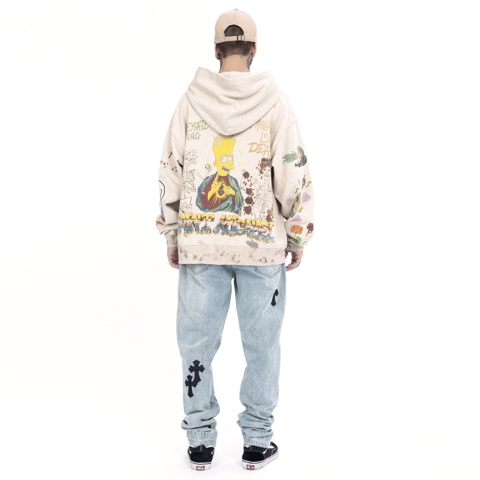 Sudadera vintage con capucha Hip Hop Graffiti Street para hombre (1)