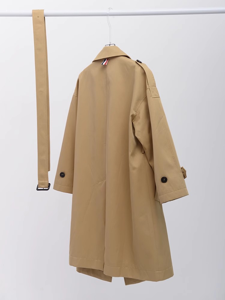 Khaki British Cotton Double Breasted Trench Custom Coat (၁) ထည်၊