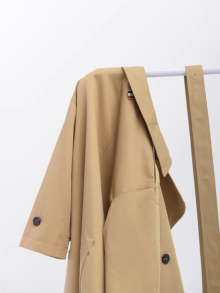 Khaki British Cotton Habeli Breasted Trench Custom Coat (2)