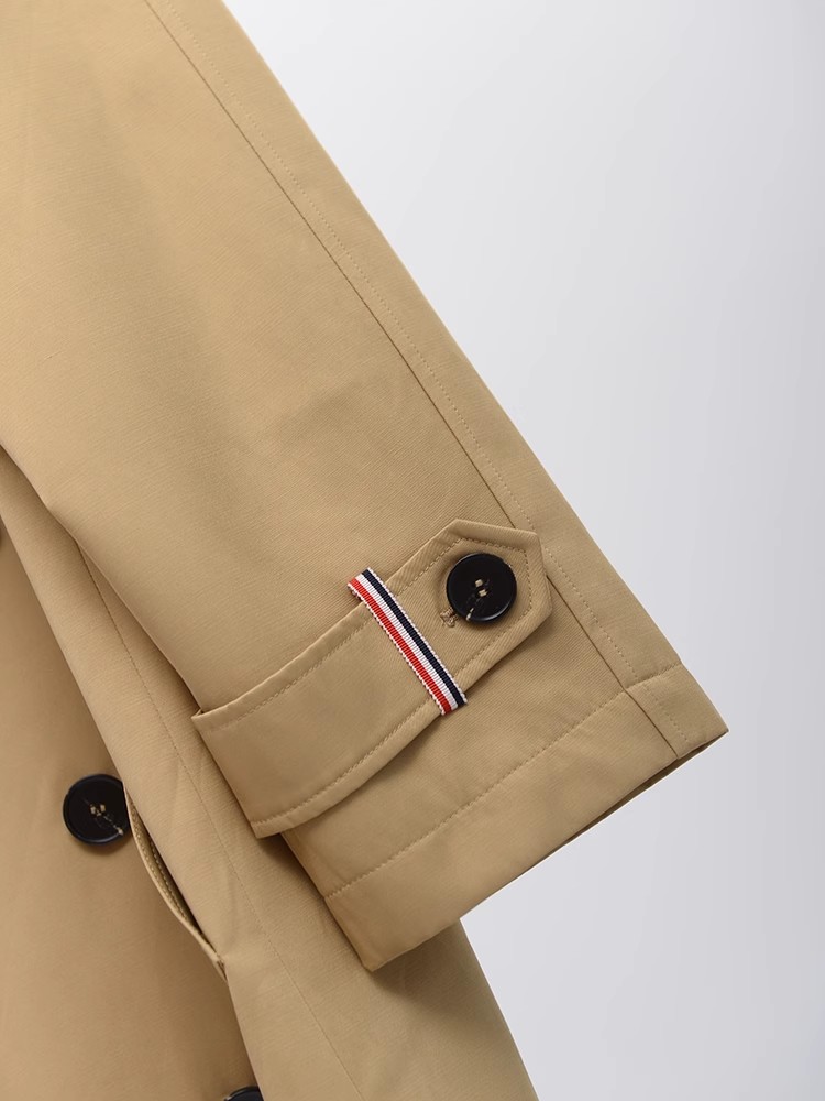 Khaki British Cotton Double Breasted Trench Custom Coat (3)