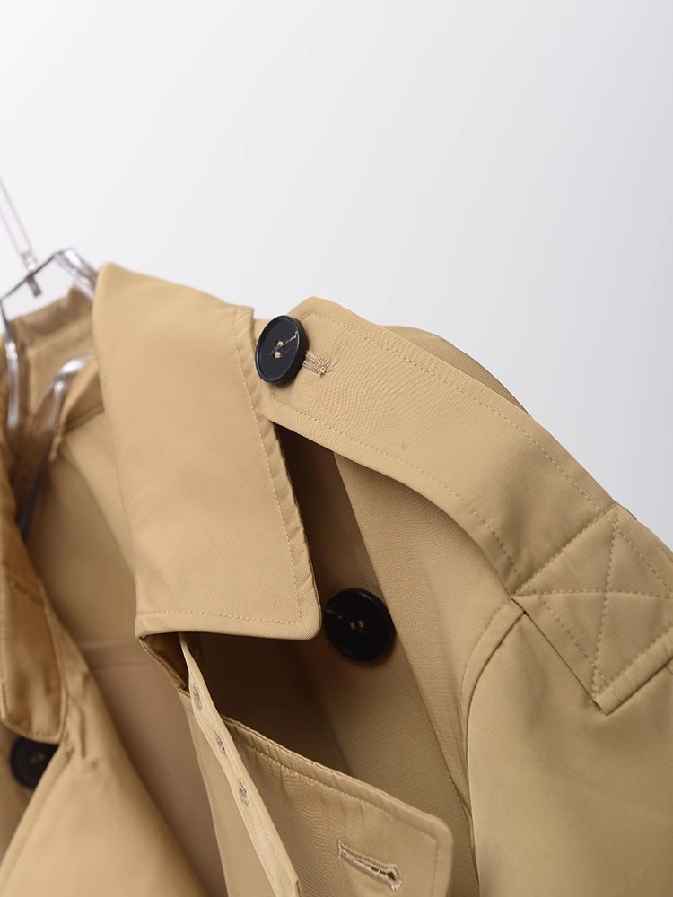 Khaki British Cotton Habeli Breasted Trench Custom Coat (5)