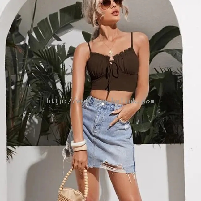 Khaki Skinny Sexy Summer Camisole Top (2)