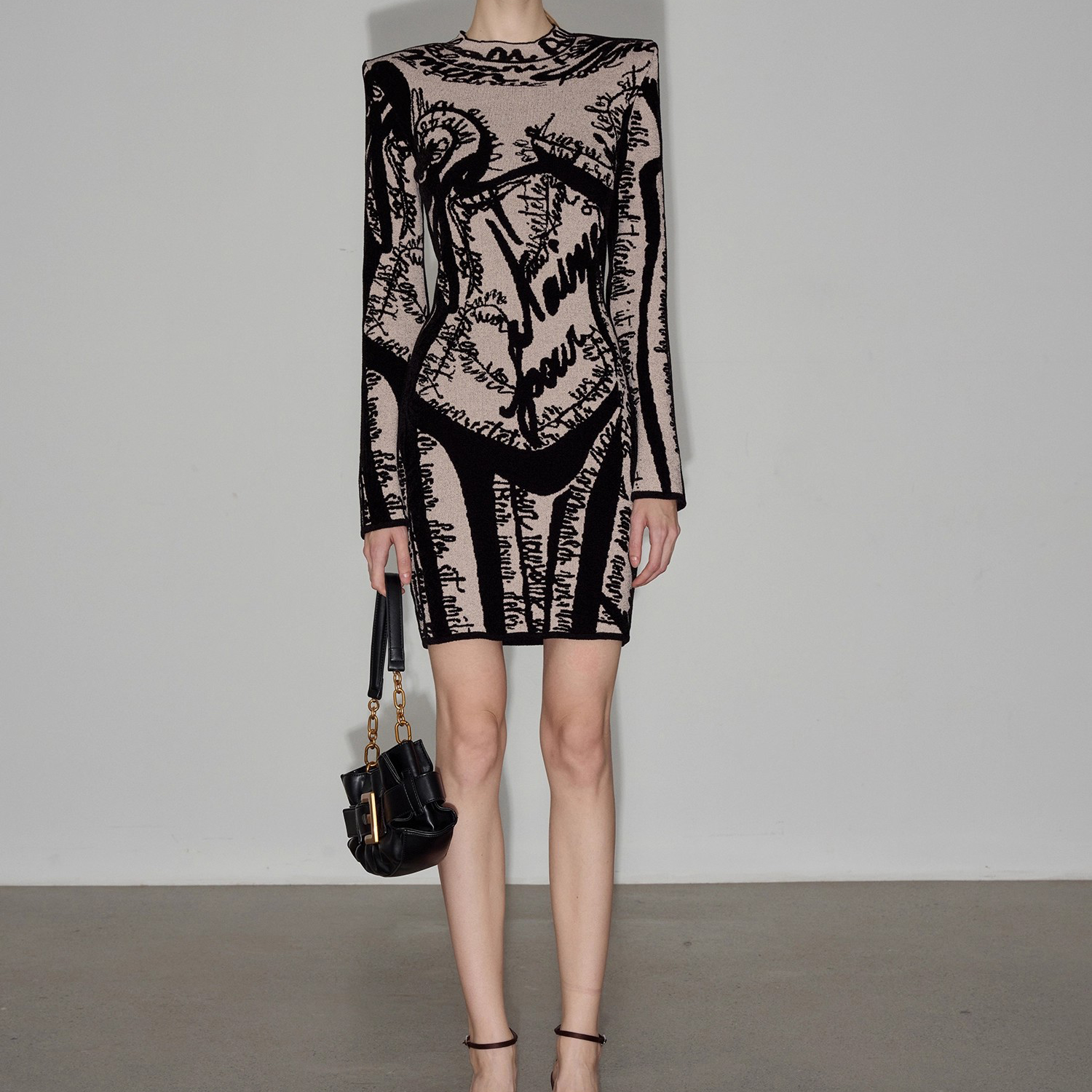 Knit Dress Elegant Printed Bodycon Skirt (5)