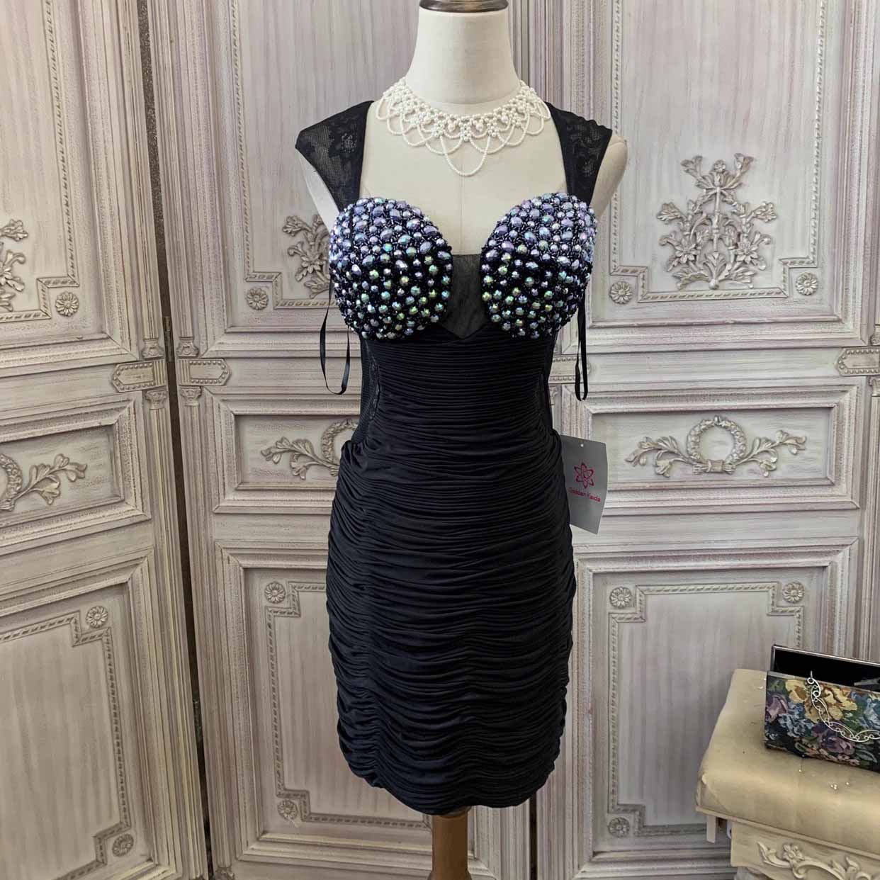 Knitted Mesh Panel Embellished Beaded Dress (4)