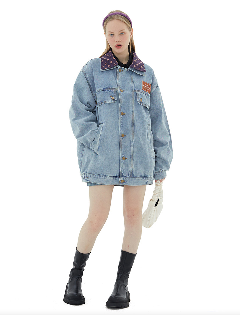 Loose Vintage Color Blocking Denim Jacket (6)