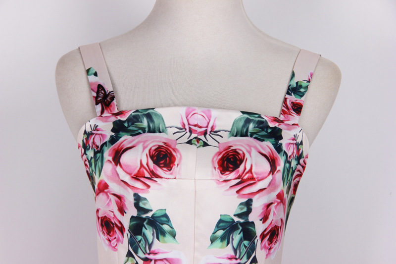 Luxury Rose Print Wholesale Off Shoulder Formal Dress (4)