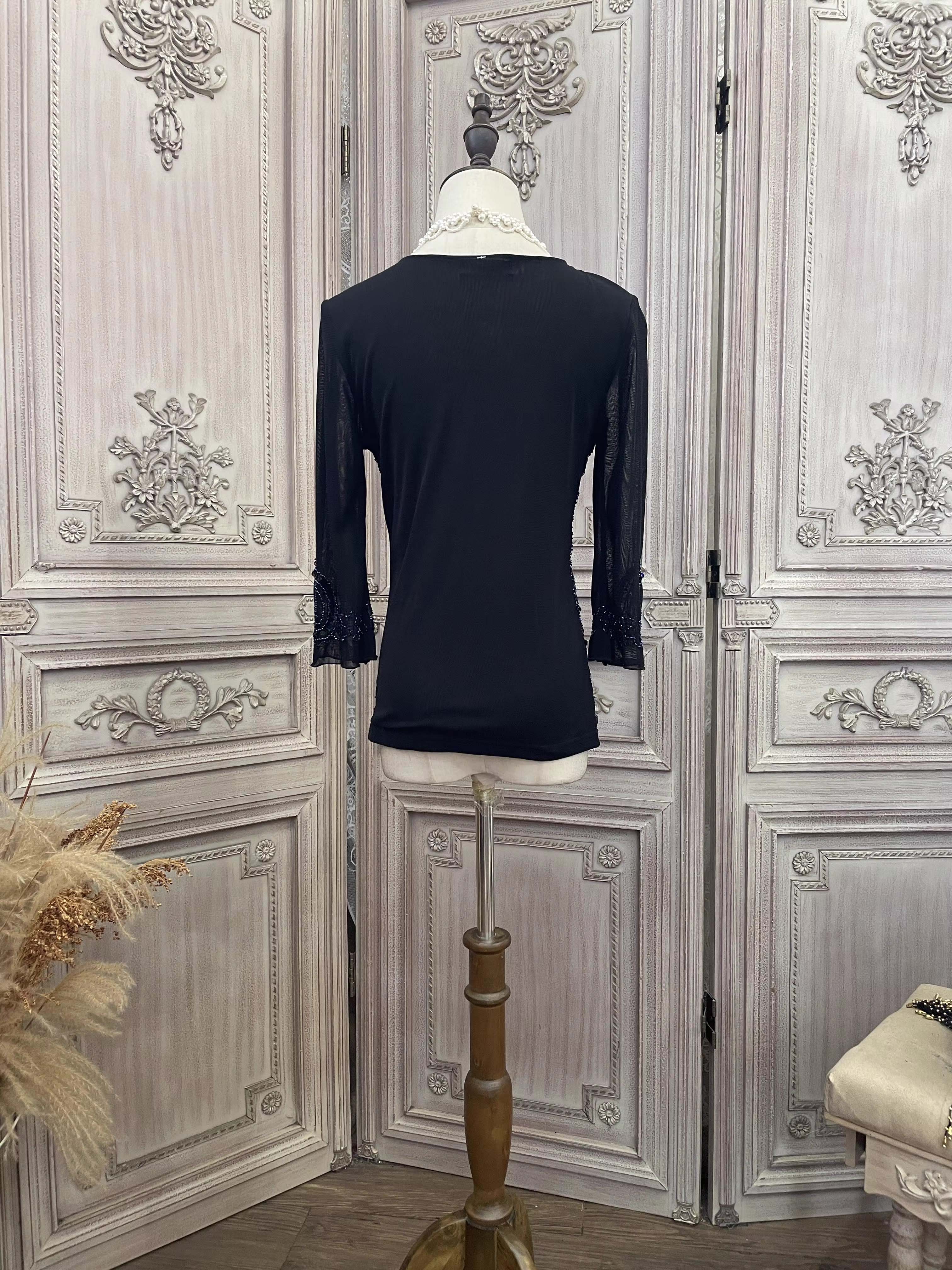 Blouse faite sur commande de dames de perles de broderie de maille (1)