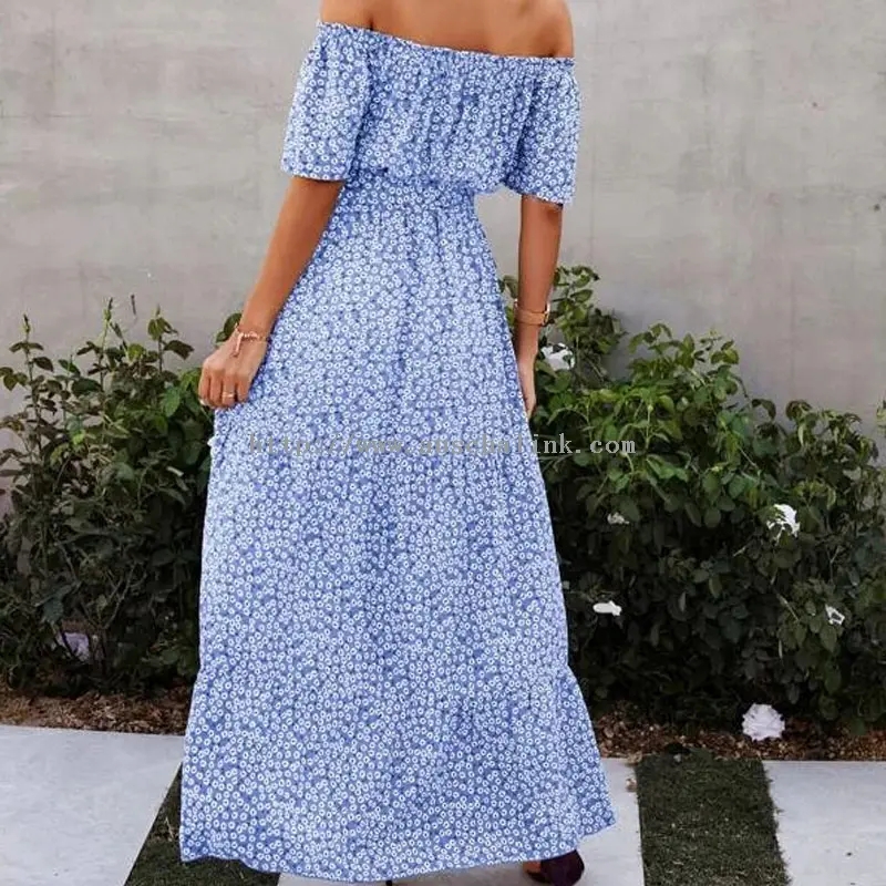 Chiffon Polka Dot Maxi Uwe (1) Navy Blue strapless