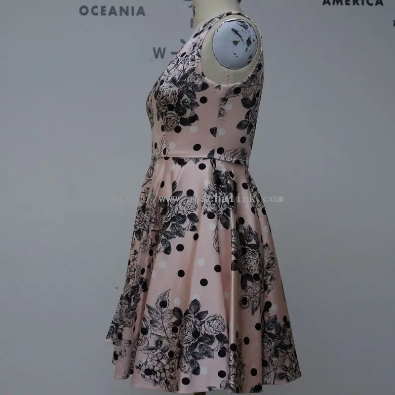 फिक्का गुलाबी प्रिन्टेड प्लीटेड एलिगेन्ट मिडी ड्रेस (२)