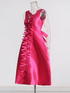 Приспособување на облекување со крпеница Bowknot A Line Dress (3)