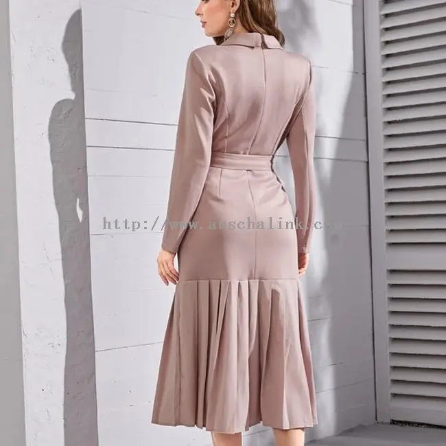 Pink Lapel Suit Fishtail Elegant Dres (3)