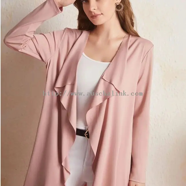 Jaqueta corta-vento longa rosa irregular de manga comprida oversized (2)