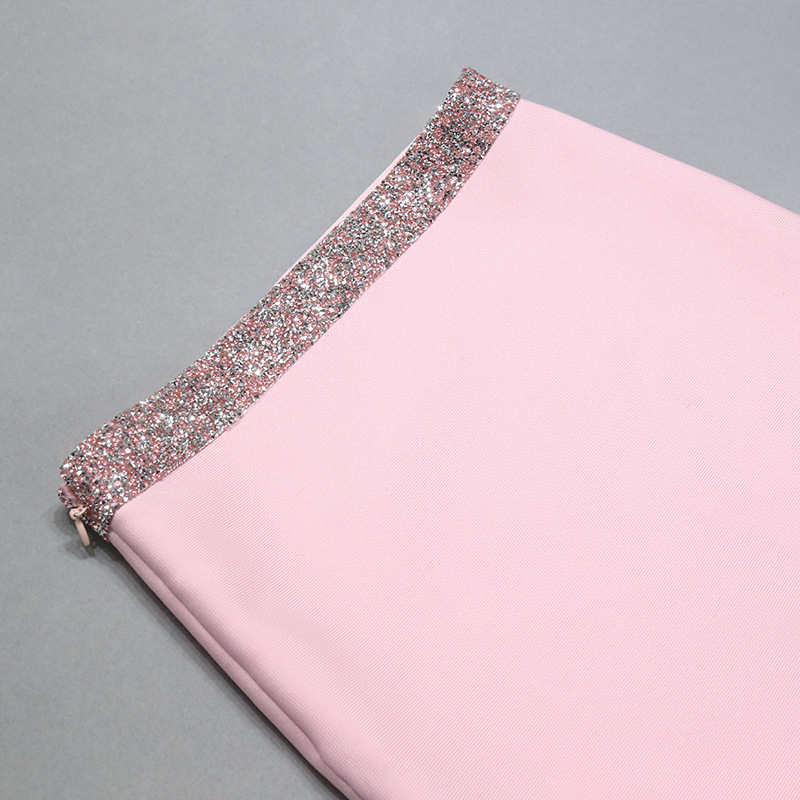 गुलाबी स्कर्ट शीर्ष दुई टुक्रा समर ब्याकलेस साँझको पोशाक (4)