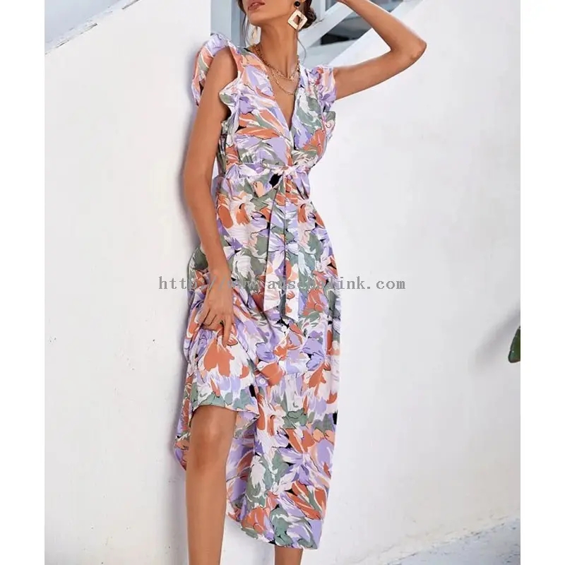 Giimprinta nga Backless Sexy Slit Midi Bohemian Dress (3)