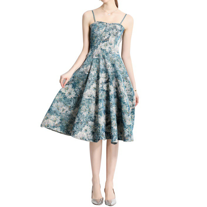Printed Casual Elegant Halter Design Dress Manufacture (4)