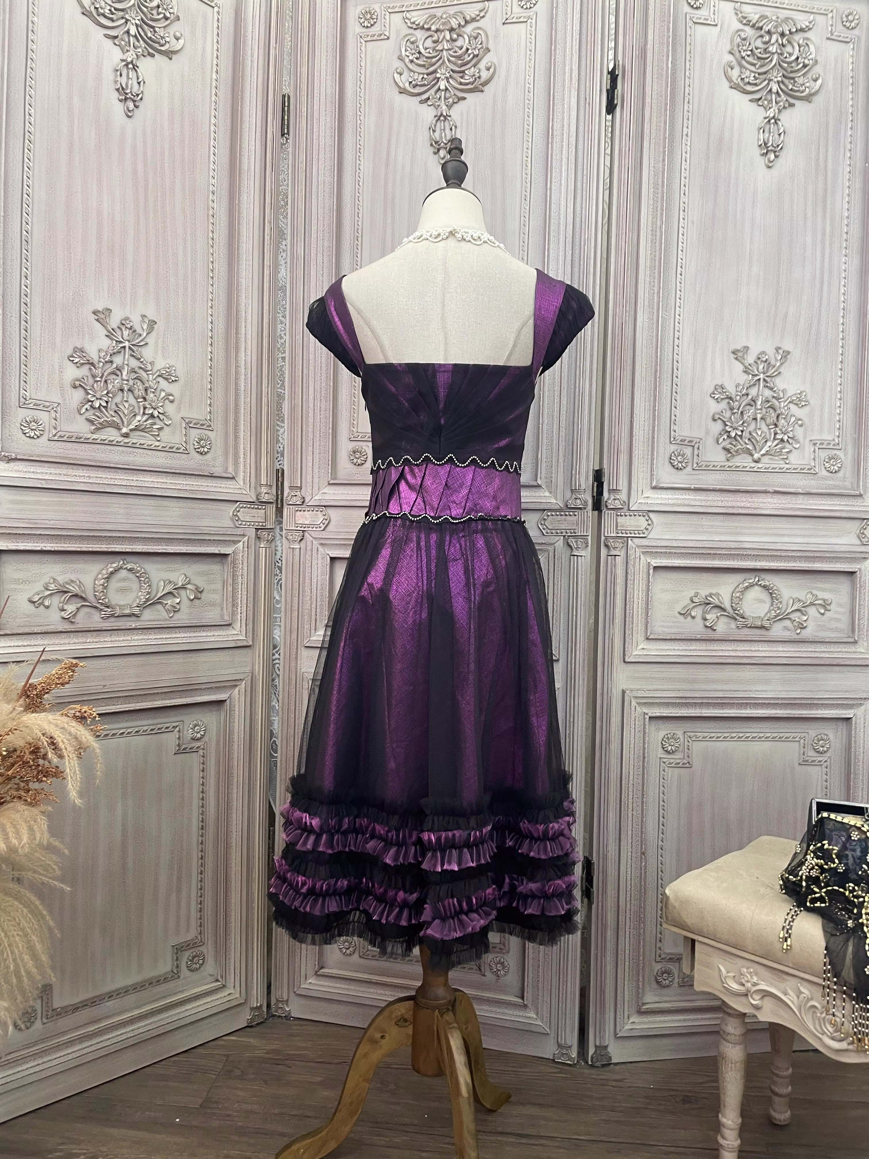 Violetinės tinklinės suknelės, moteriškos elegantiškos moteriškos kainoraštis (1)