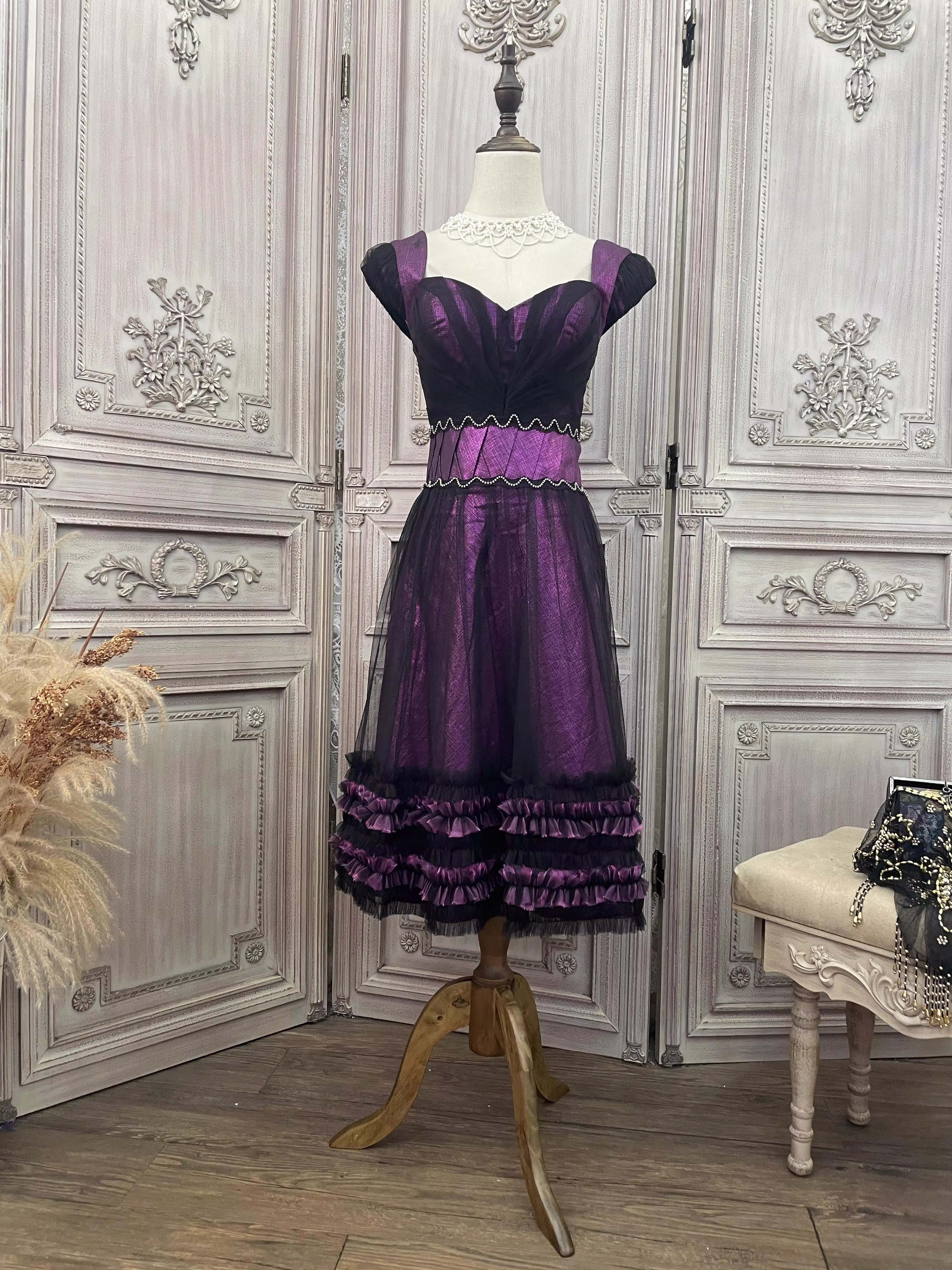 Purple Mesh Dresses Women Lady Elegant Pricelist (7)