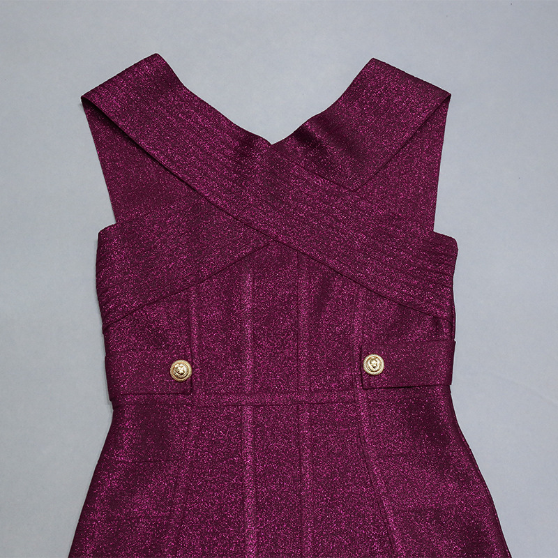 Пурпурна секси кросоувър висяща абитуриентска рокля с пайети (9)