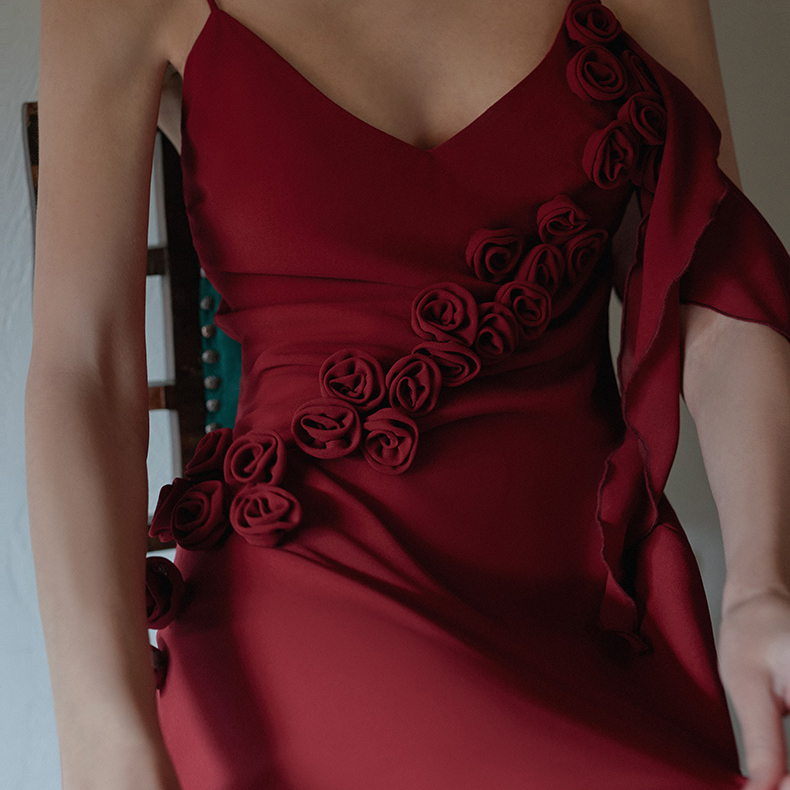 Piros menyasszonyi reggeli ruha luxus bankett születésnapi ruha (3)