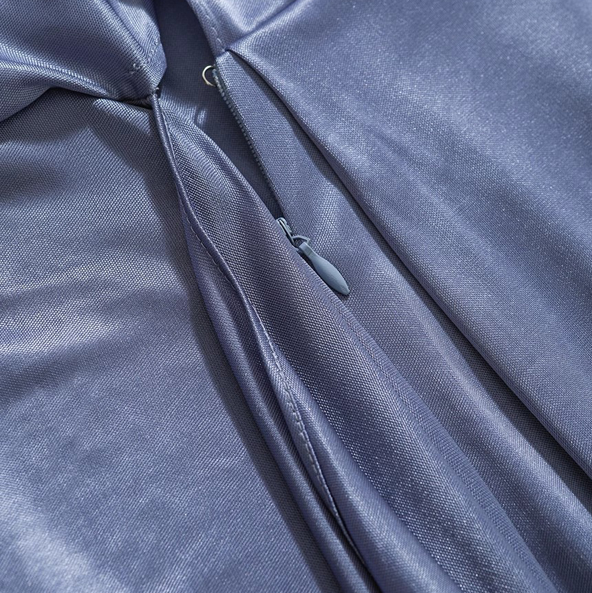 Satin Simple Midi Asymmetric Ruffle Կանացի զգեստների մեծածախ վաճառք (4)