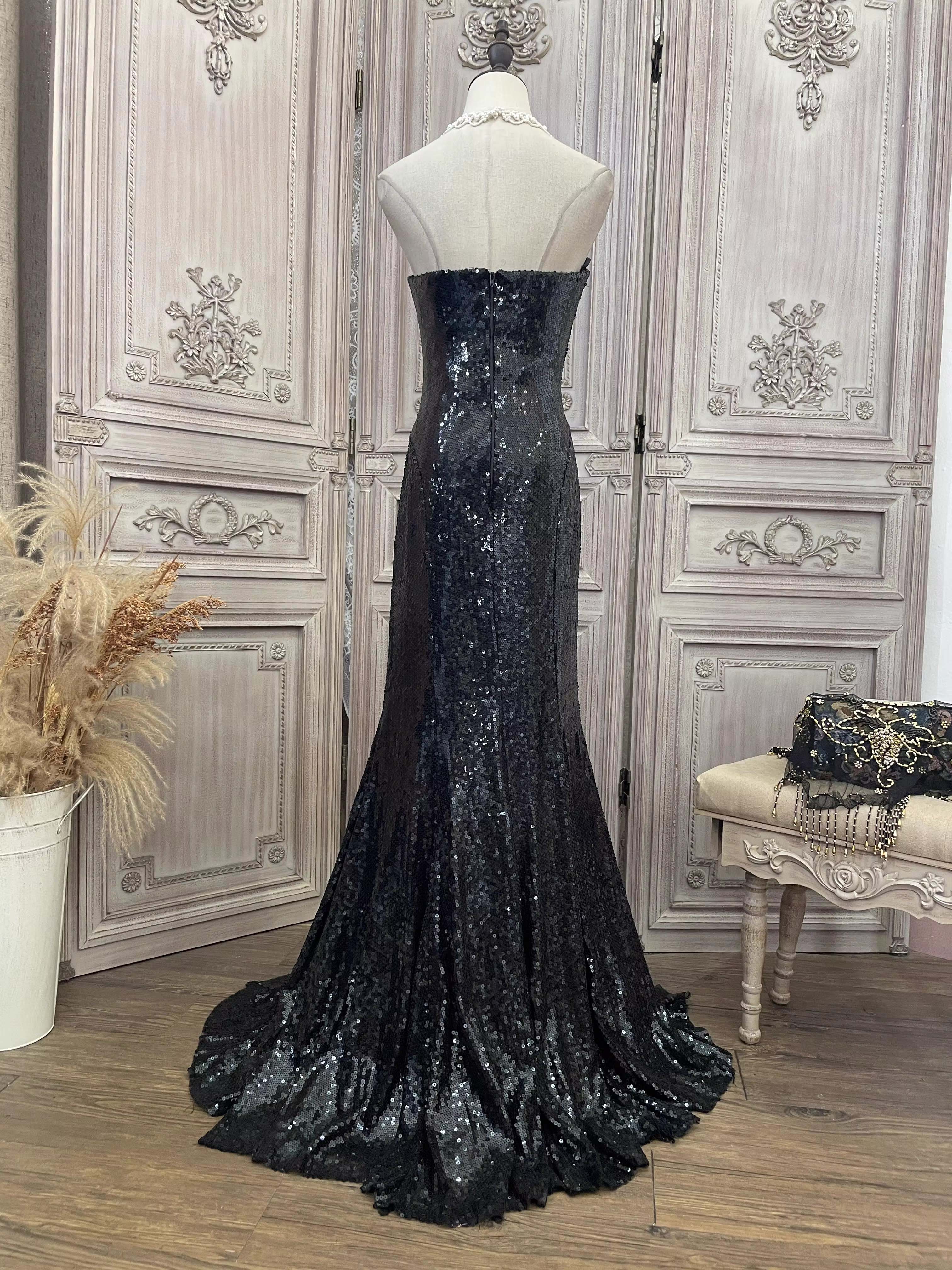 Sequin Long Fishtail High-Quality Designer Evening Dresses (1)