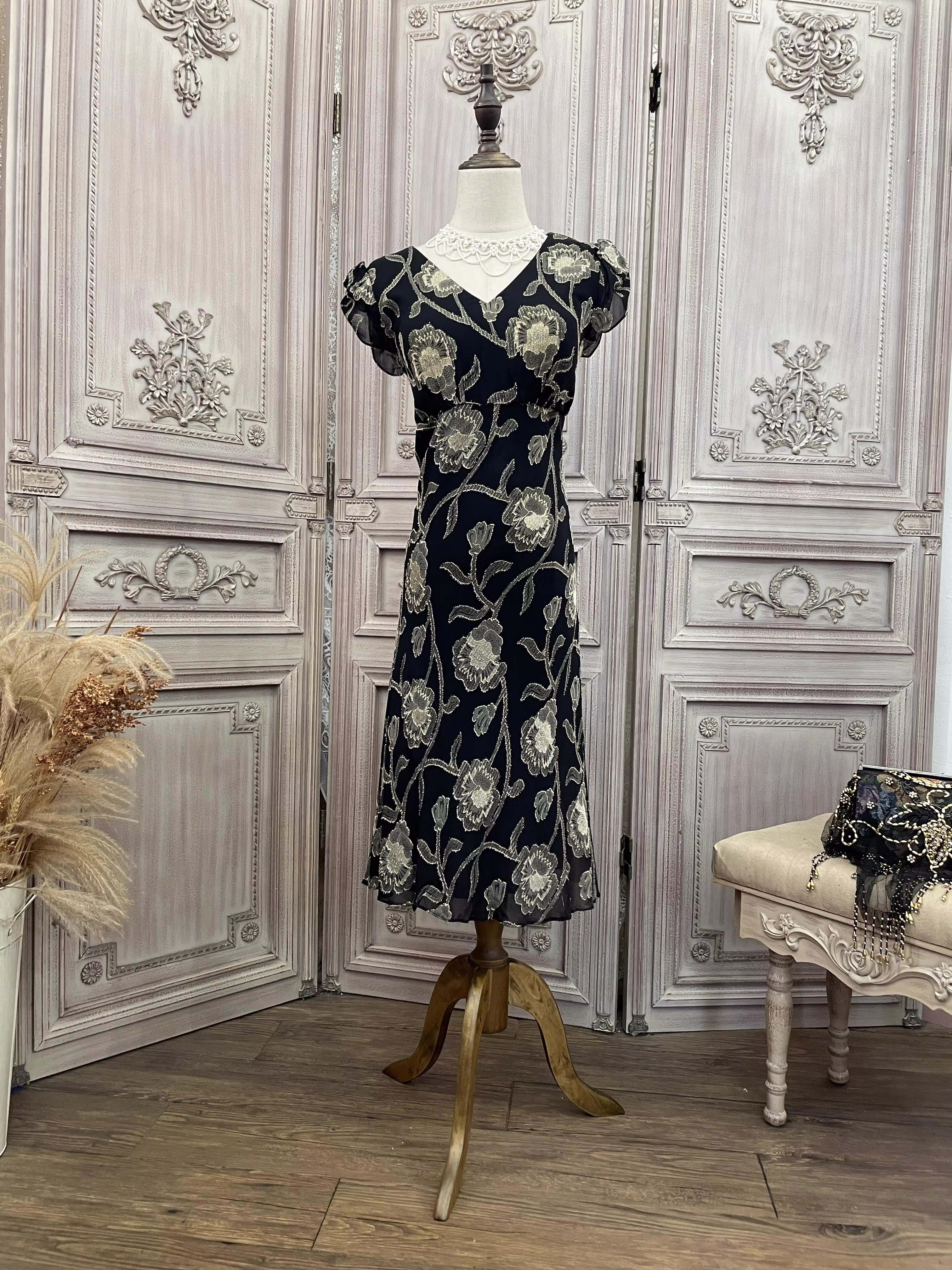 Vestidos con descuento con estampado de seda Mujer Dama elegante (6)