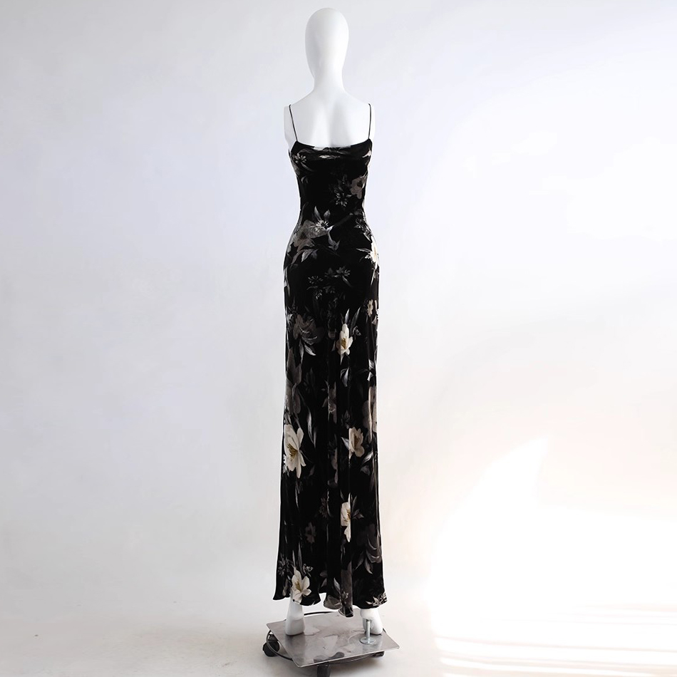 Silk Velvet Strapless Fitted Maxi Dress (1)