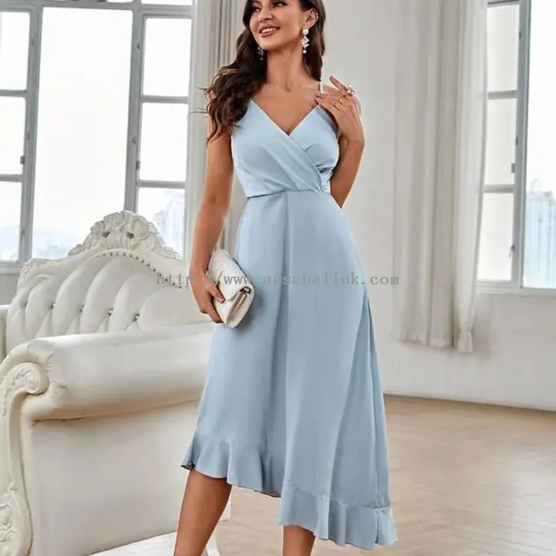 स्काई ब्लू शिफॉन हॉल्टर अनियमित मिडी ड्रेस (3)