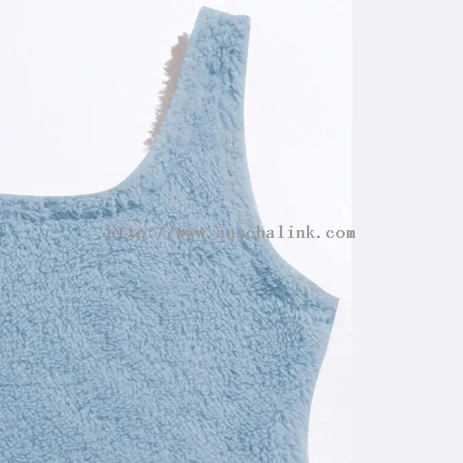 Sky Blue Flannel Vest Top Shorts 2 කෑලි කට්ටලය (3)