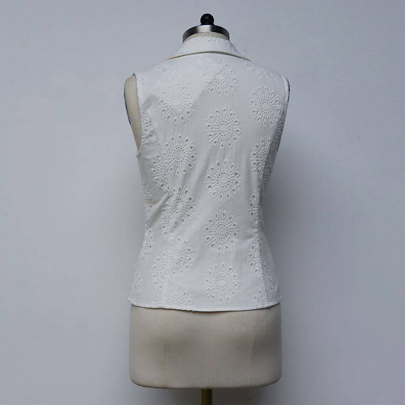 Sleeveless White Denim Waistcoat Trend Casual Solid Colour Thin Coat (4)