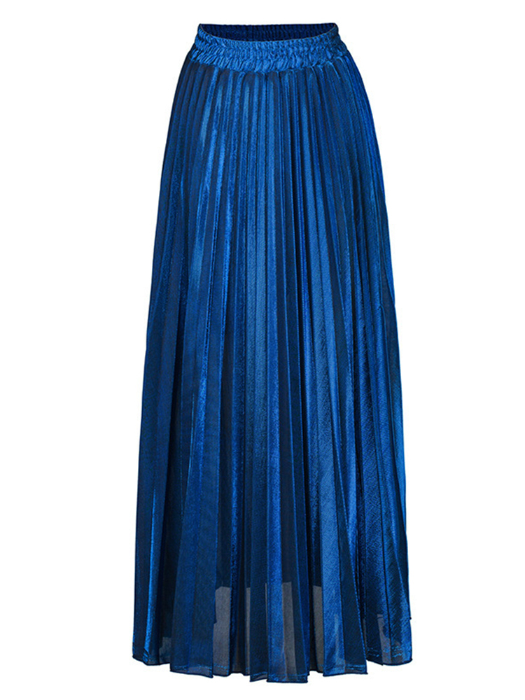 Solid Spliced ​​Pleated Custom Skirt (7)