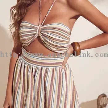 Striped Bohemian Cut Out Maxi Cami Dress (1)