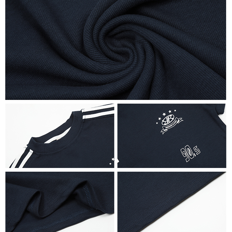 Темно-синя футболка з короткими рукавами в смужку (8)