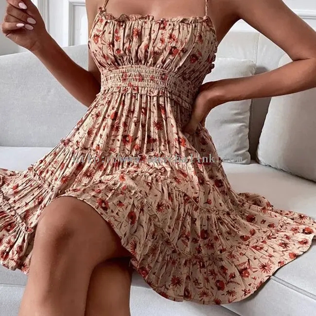 Mini-robe sexy à fleurs et camisole d'été (3)