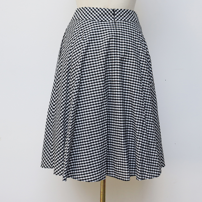Temperament high-waisted A-line skirt at leisure occasionally plaid skirt (4)