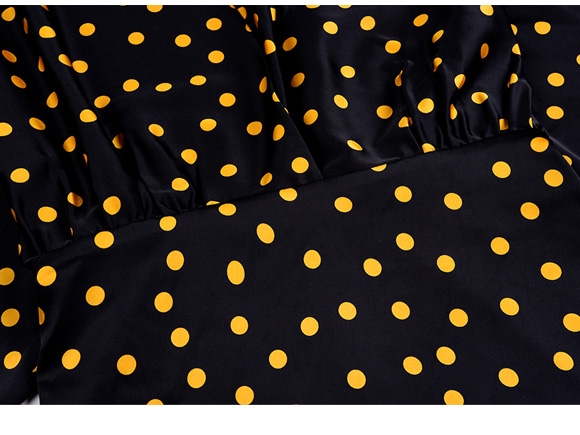 V-neck long sleeve vintage shirt design polka dot chiffon blouse (3)